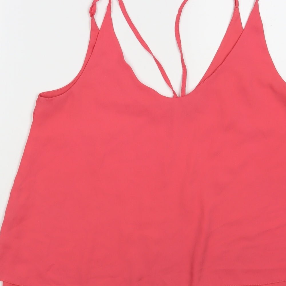 Etam Womens Pink Polyester Camisole Blouse Size 10 V-Neck - Layered