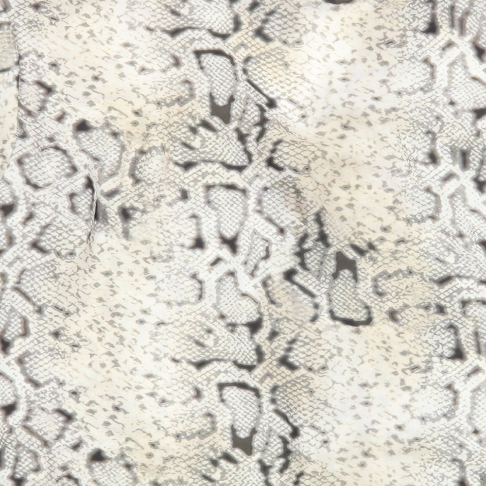 New Look Womens Beige Animal Print Polyester Basic Blouse Size 8 V-Neck - Snakeskin
