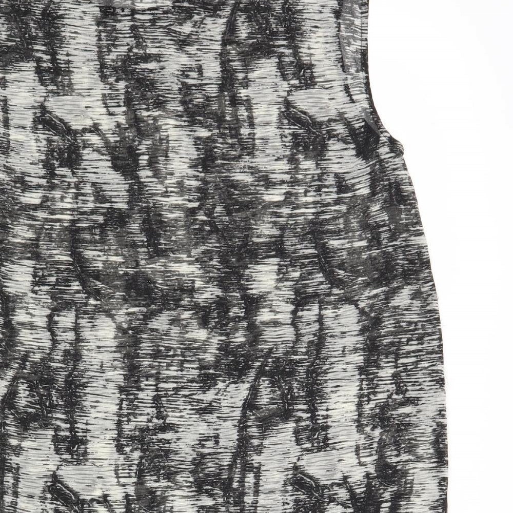 VILA Womens Grey Geometric Polyester Basic Blouse Size L Round Neck - Low Back