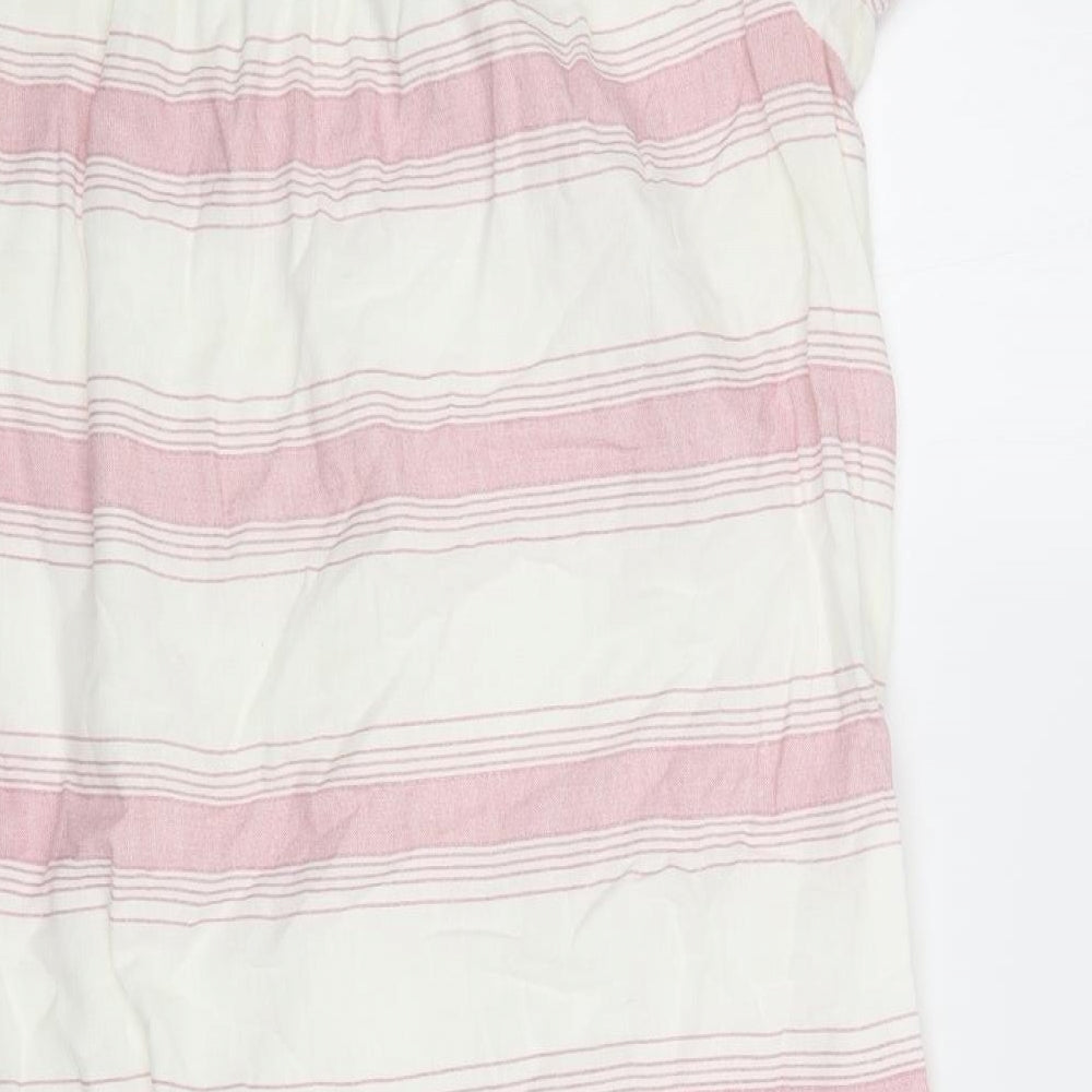 VERO MODA Womens Pink Striped Cotton Shift Size M Off the Shoulder Pullover