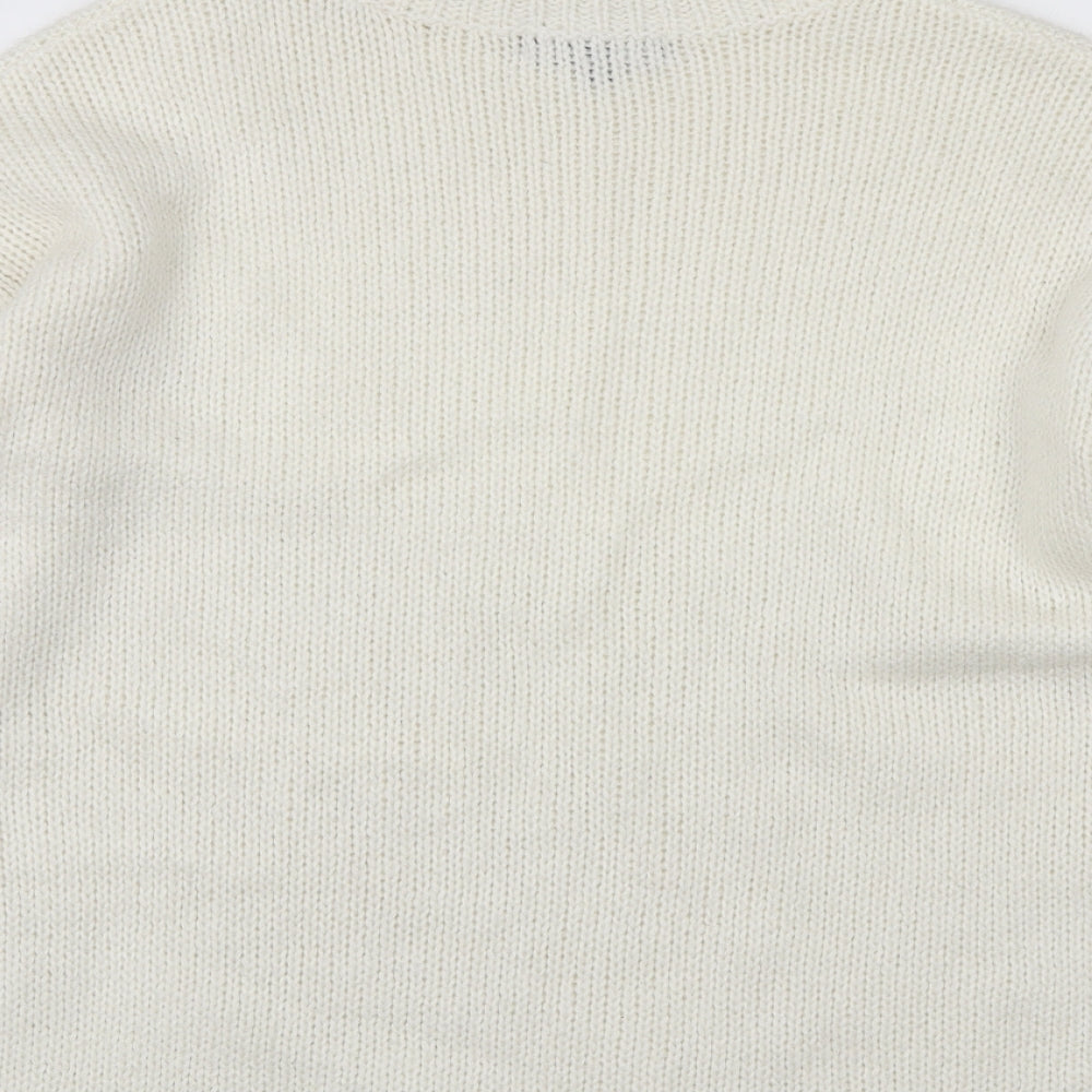 Studio Womens White High Neck Acrylic Pullover Jumper Size 12