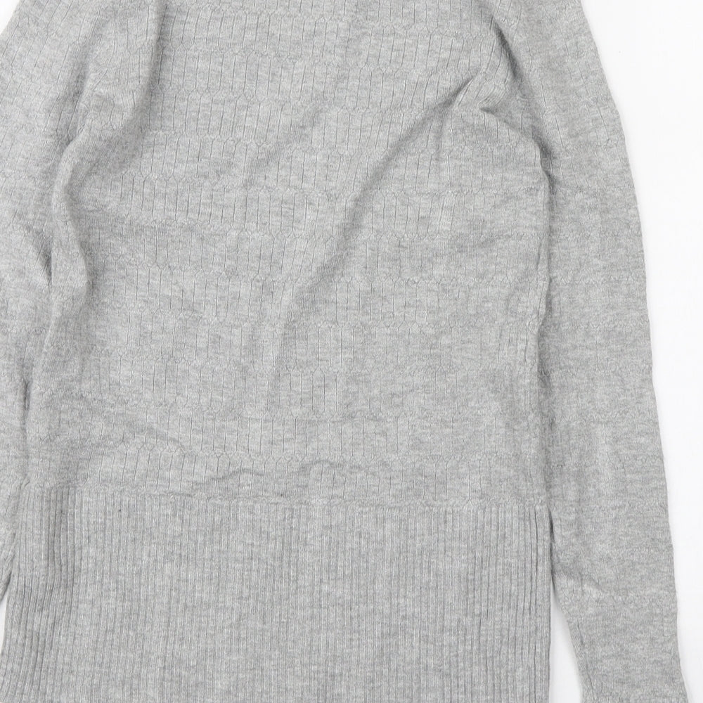 Marks & Spencer Womens Grey Mock Neck Viscose Pullover Jumper Size 6