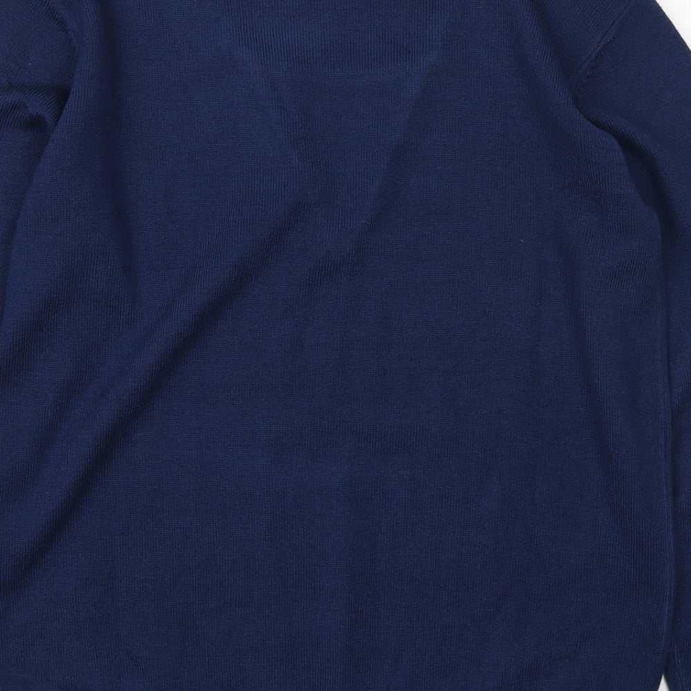 Cashmasoft Womens Blue V-Neck Acrylic Pullover Jumper Size S