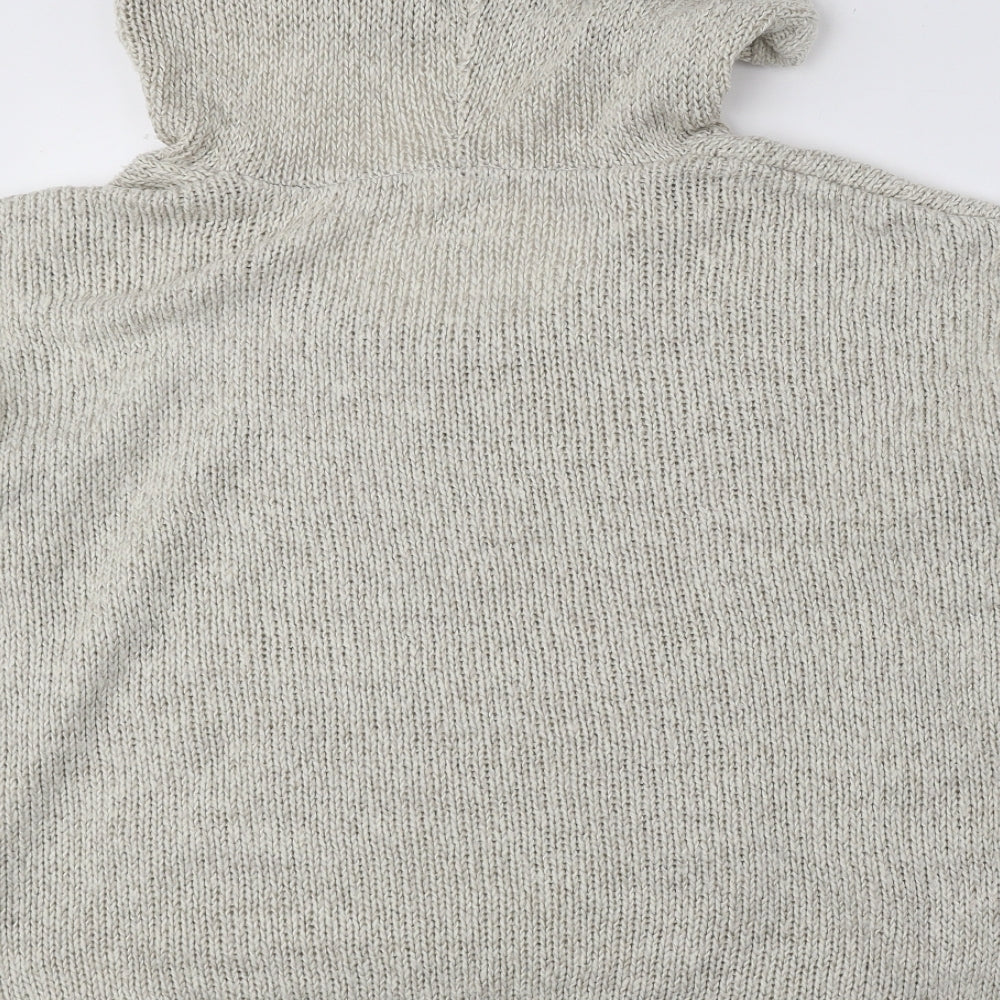 New Look Womens Ivory Acrylic Pullover Hoodie Size L Drawstring
