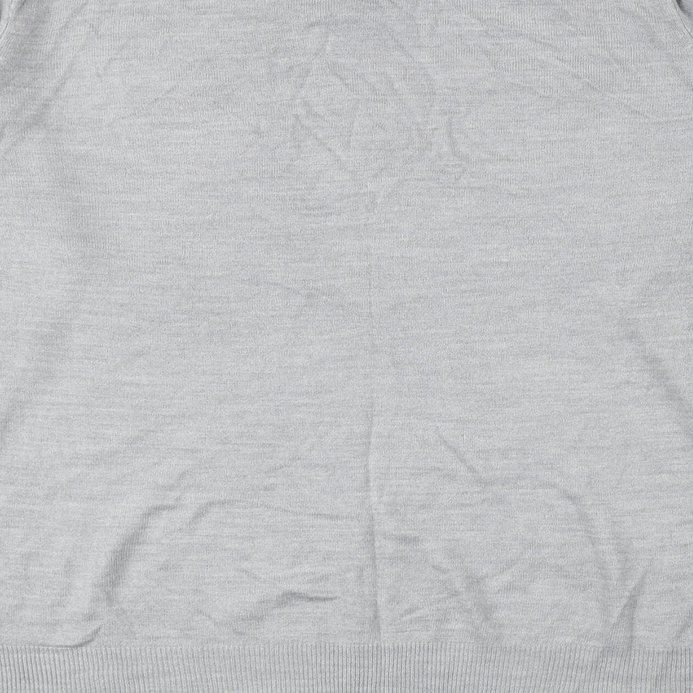 Marks & Spencer Mens Grey V-Neck Acrylic Pullover Jumper Size L