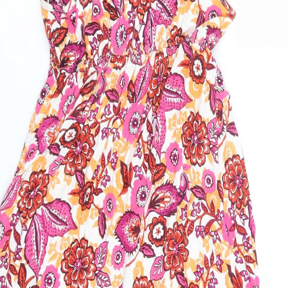 New Look Womens Multicoloured Floral Viscose Mini Size 8 Round Neck Pullover - Racer Back