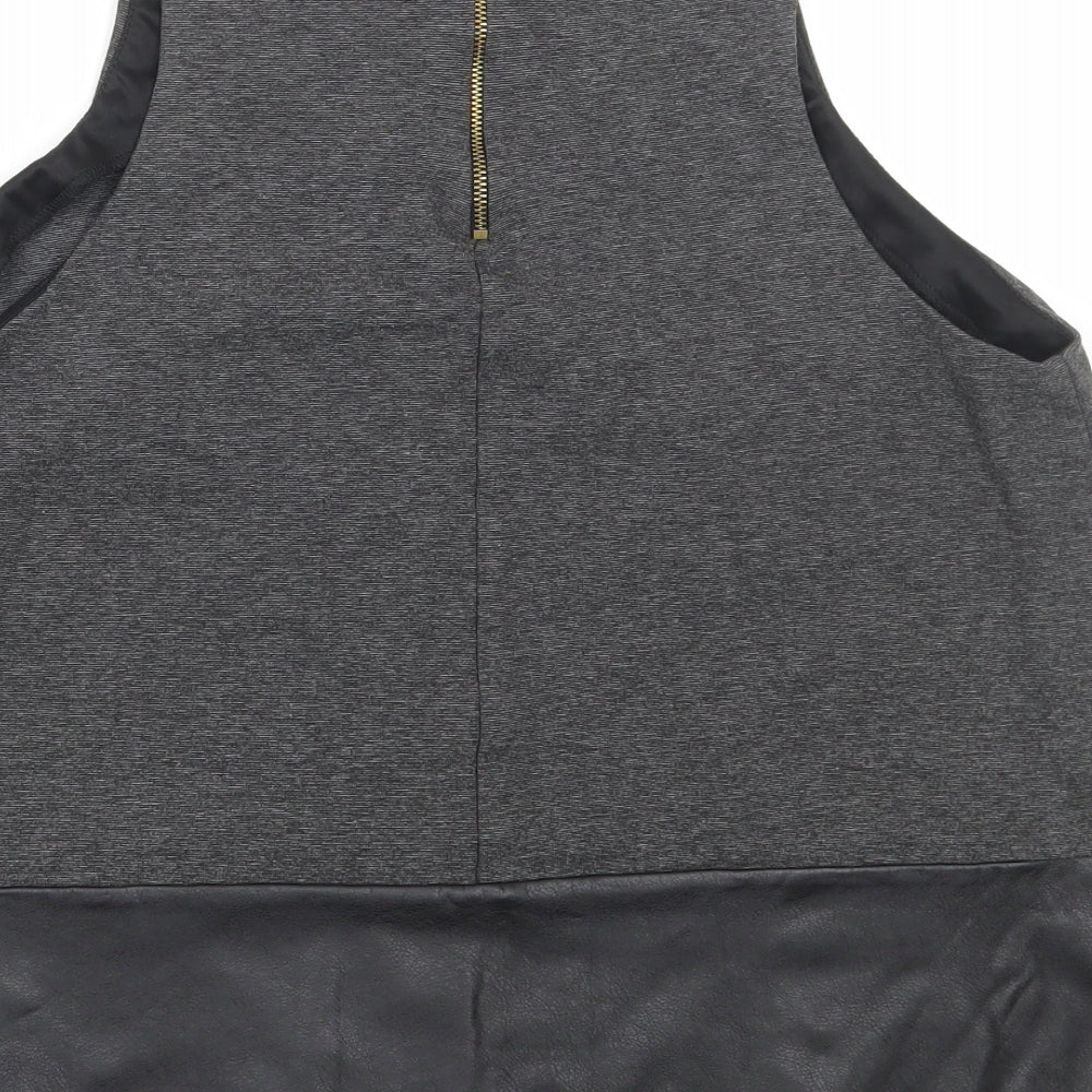 River Island Womens Grey Viscose Basic Tank Size 14 Round Neck