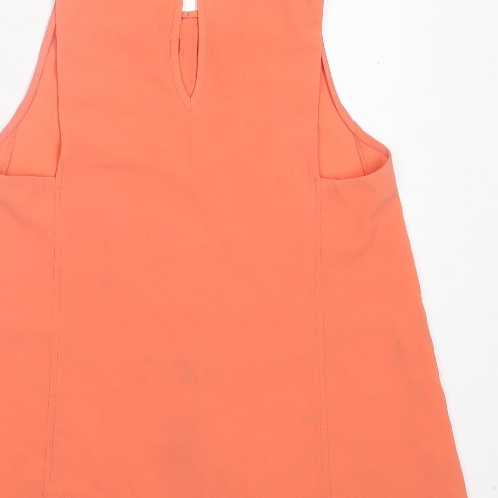 Mango Womens Orange Polyester Basic Tank Size XS Crew Neck
