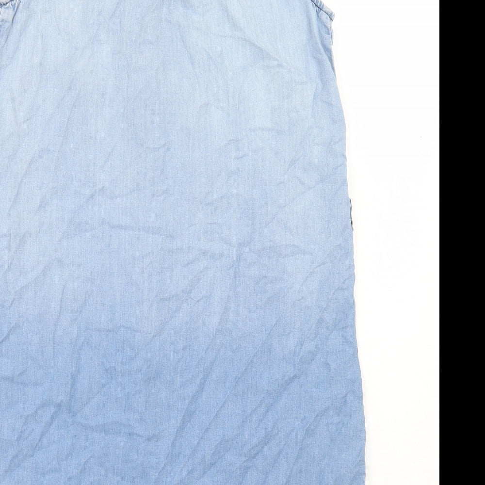 River Island Womens Blue Lyocell A-Line Size 8 Collared Button