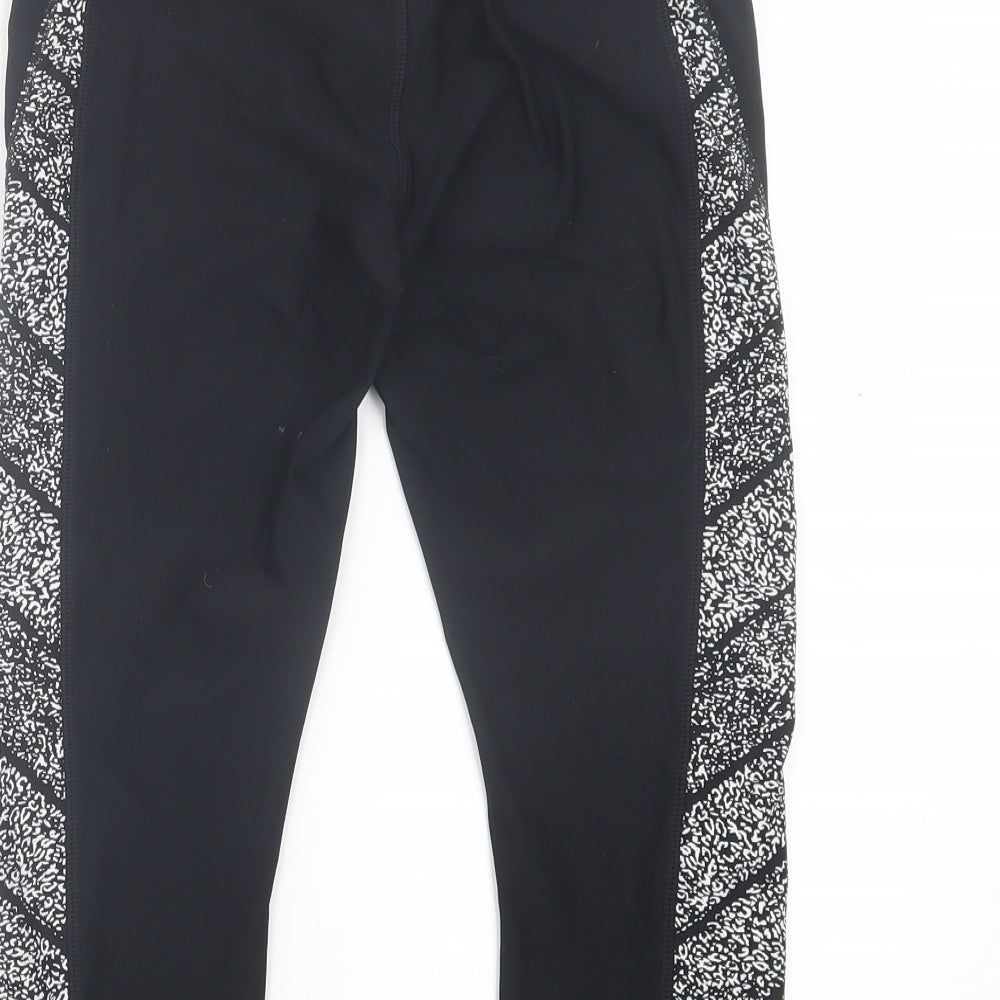 Athletic Works Womens Black Geometric Polyester Cropped Leggings Size S L18 in Regular Pullover