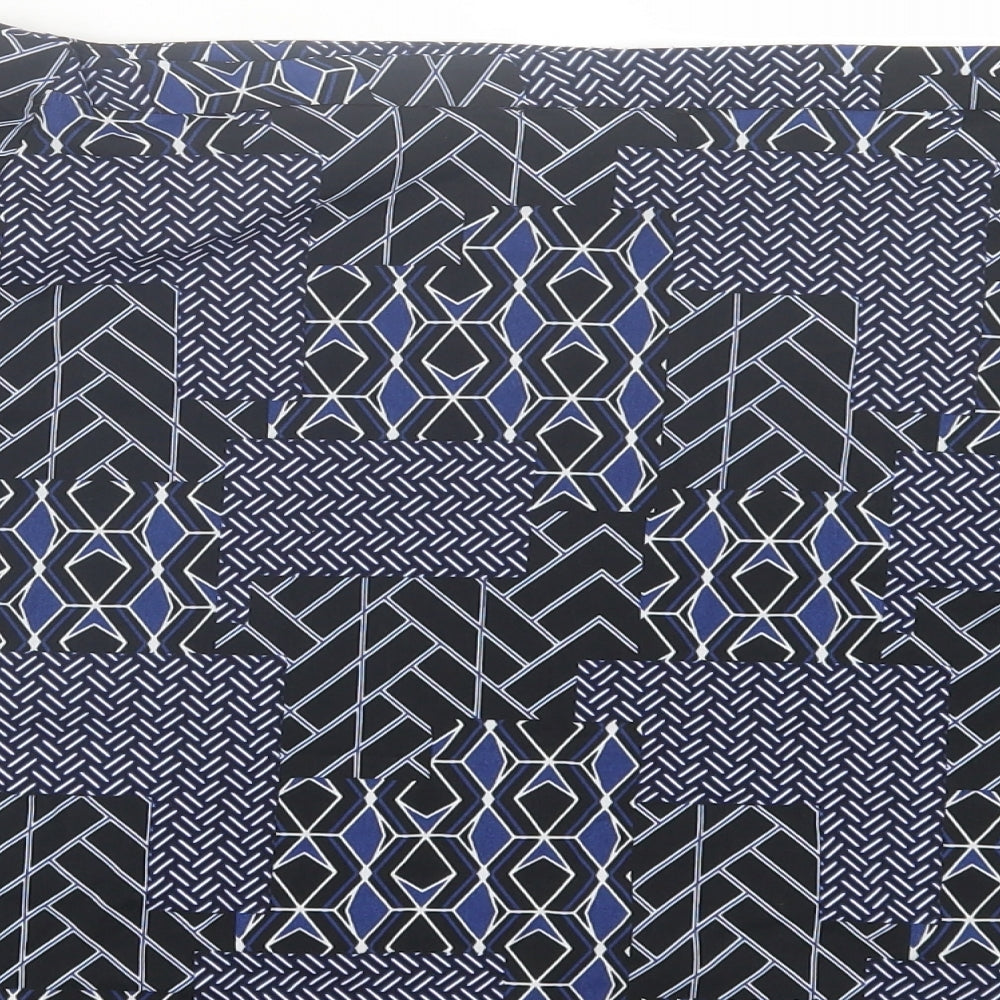 New Look Womens Blue Geometric Polyester Basic Blouse Size 18 Off the Shoulder