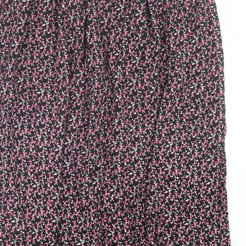 Preworn Womens Pink Floral Polyester A-Line Skirt Size L