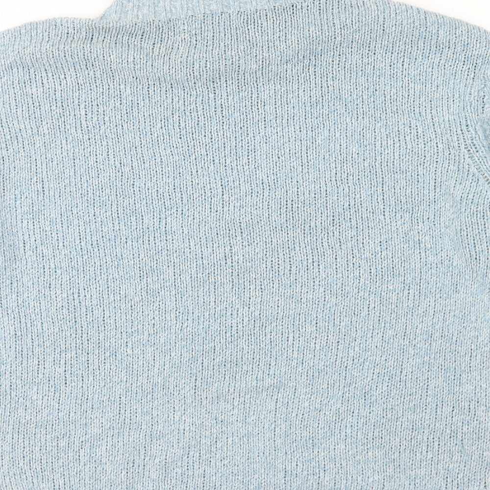 Marks & Spencer Womens Blue High Neck Cotton Pullover Jumper Size M