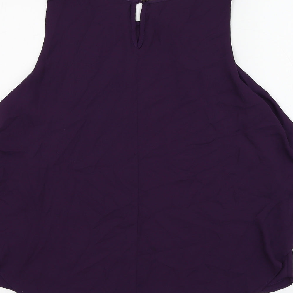 Dunnes Stores Womens Purple Polyester Basic Blouse Size 12 Round Neck
