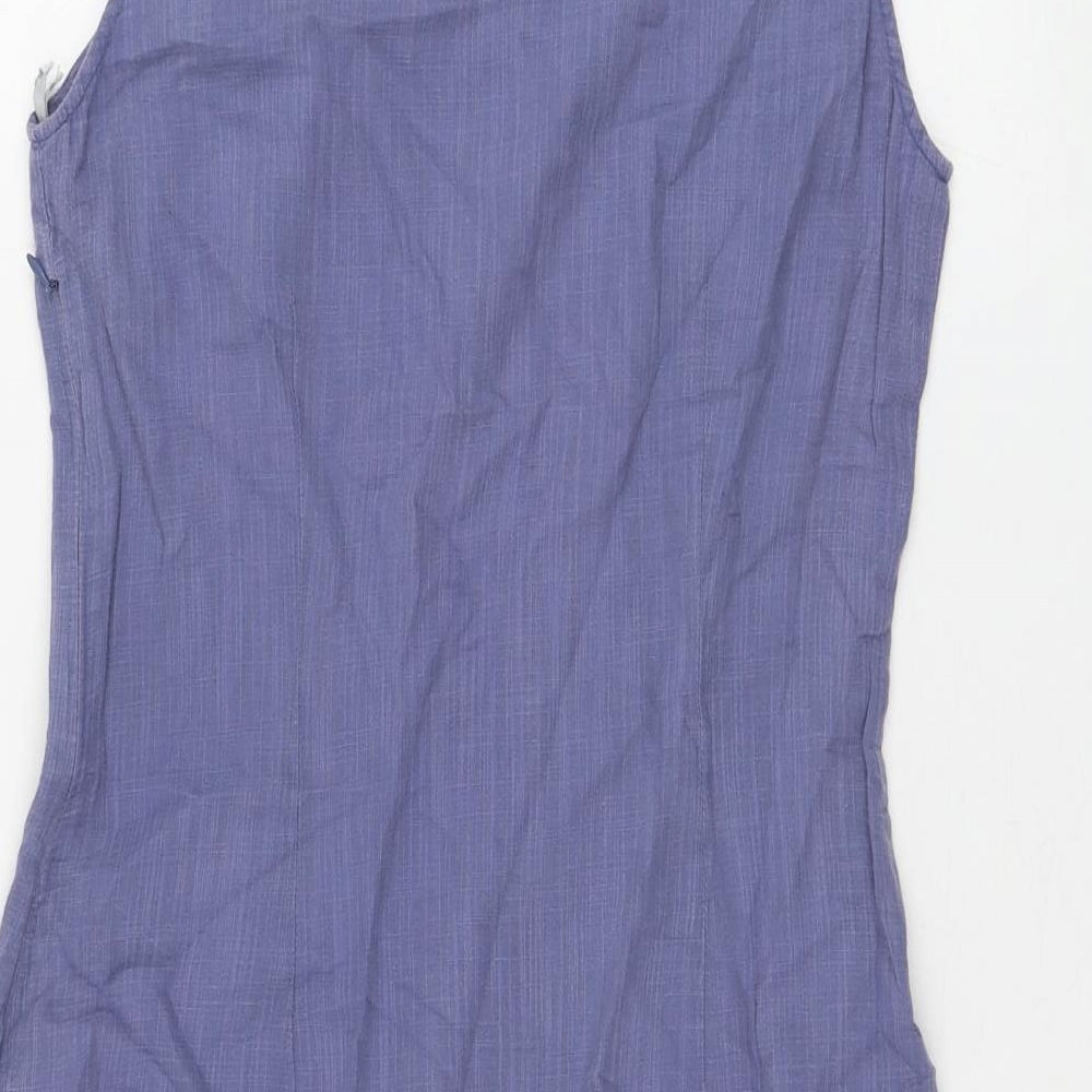 Preworn Womens Blue Polyester A-Line Size 10 Round Neck Zip