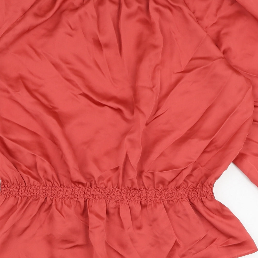 Violet & Claire Womens Red Polyester Basic Blouse Size M Boat Neck