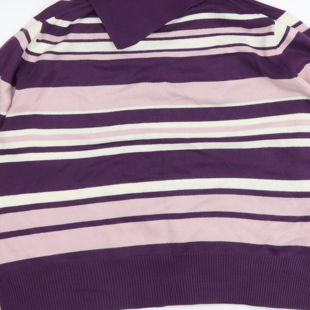 Berkertex Womens Pink Roll Neck Striped Acrylic Pullover Jumper Size 14