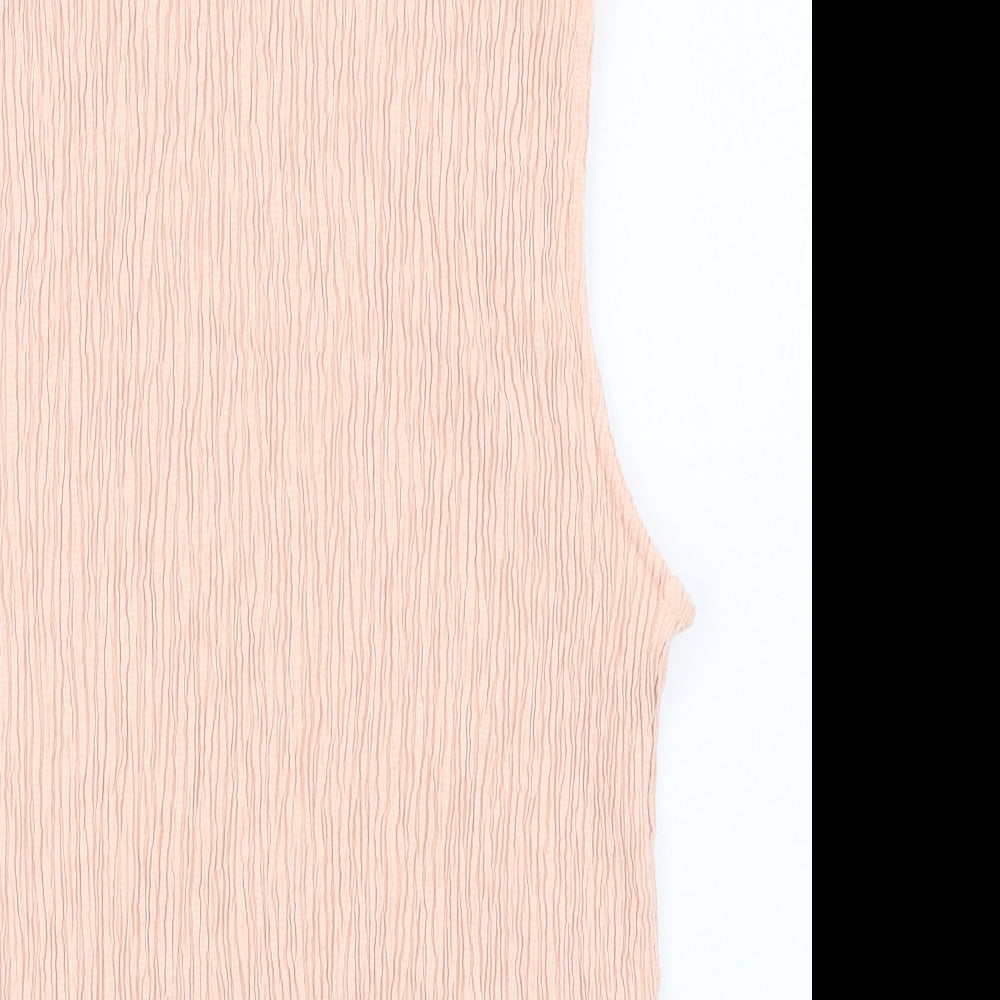 Marks & Spencer Womens Pink Polyester Basic Tank Size 12 Mock Neck
