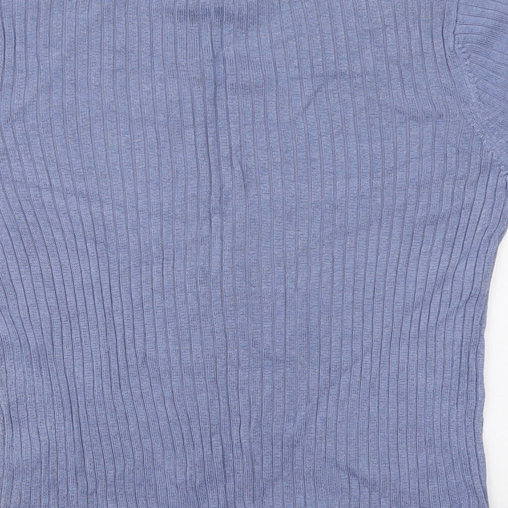 Debenhams Womens Blue Mock Neck Cotton Pullover Jumper Size 12