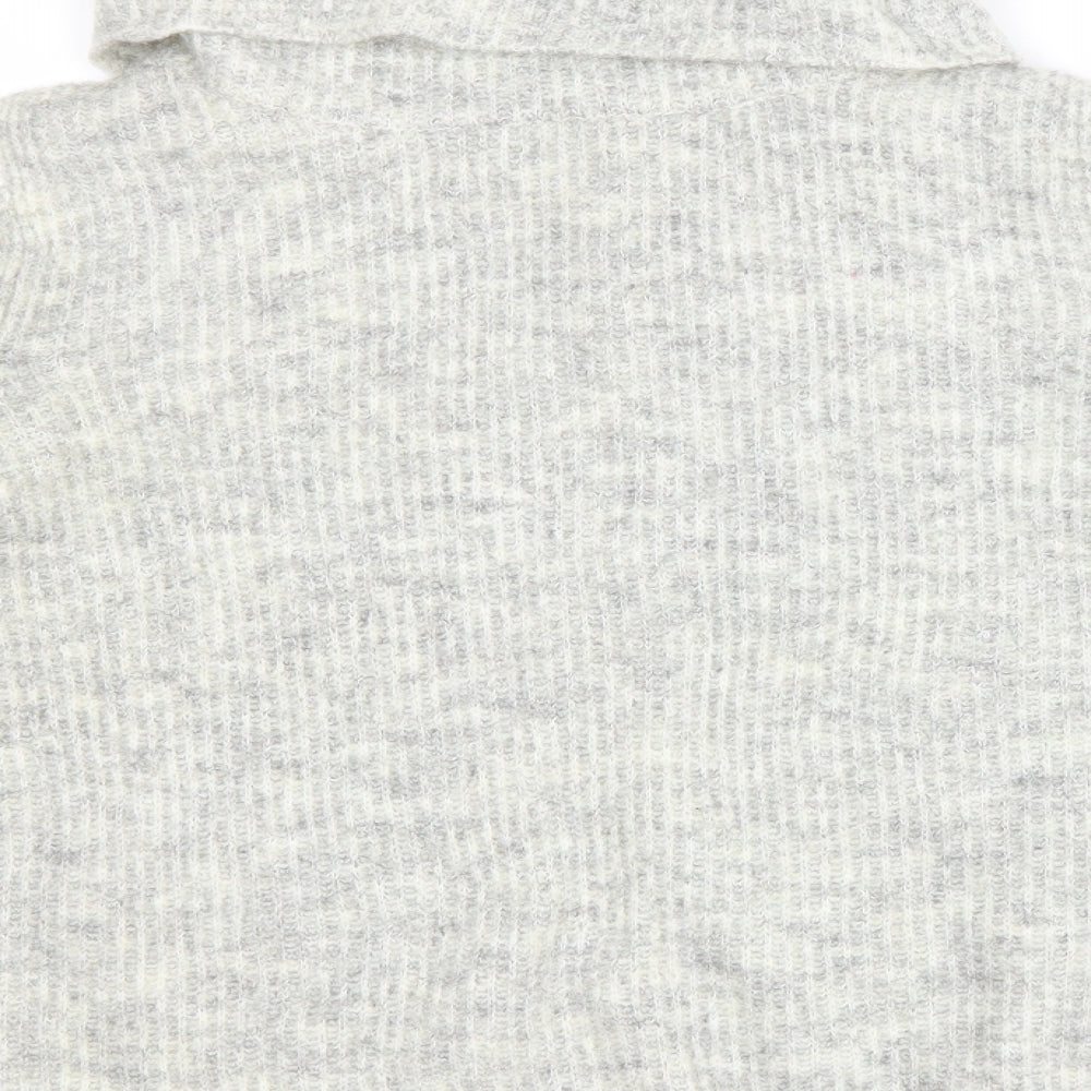 New Look Womens Grey Roll Neck Polyester Pullover Jumper Size M - Cold shoulder