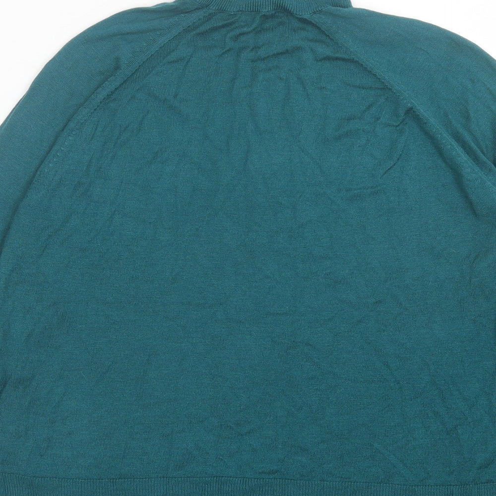 Zara Womens Green High Neck Viscose Pullover Jumper Size S