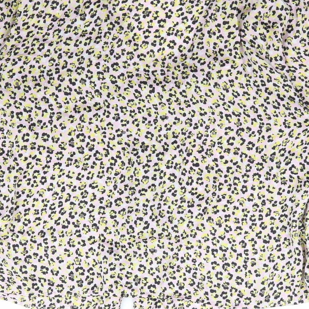 Topshop Womens Multicoloured Animal Print Polyester Basic Blouse Size 10 V-Neck - Leopard Print