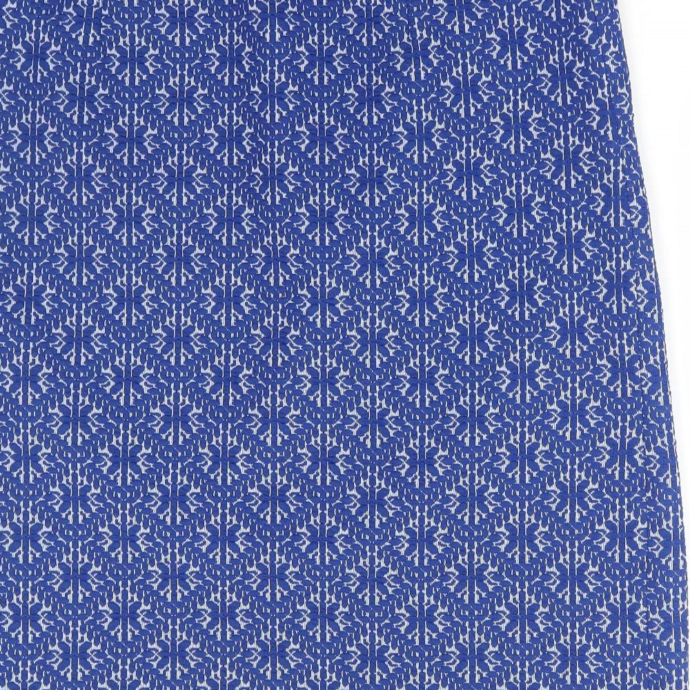 Preworn Womens Blue Geometric Polyester A-Line Skirt Size 36 in