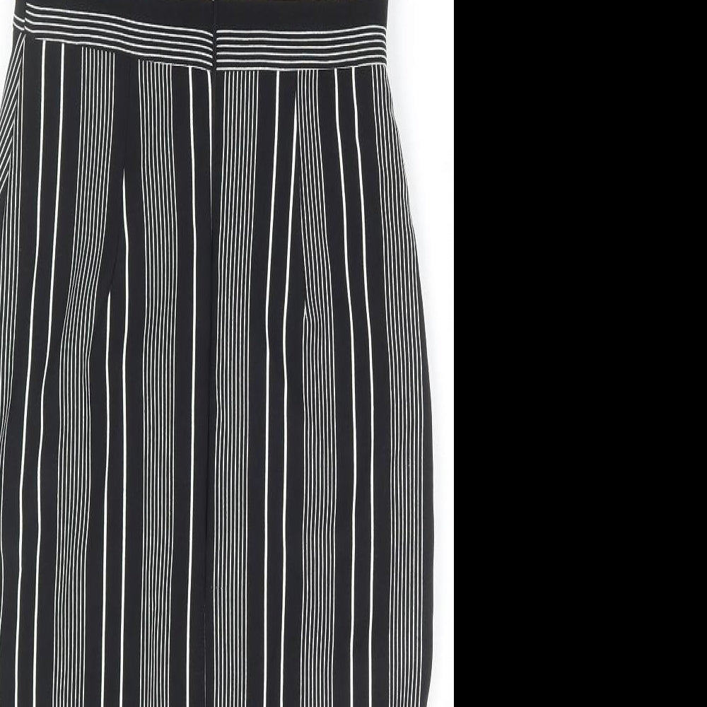 River Island Womens Black Striped Polyester Bodycon Size 6 High Neck Zip