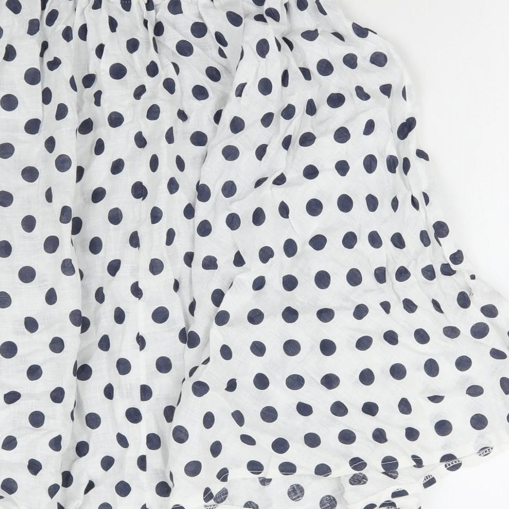 Preworn Womens White Polka Dot Polyester Flare Skirt Size 30 in