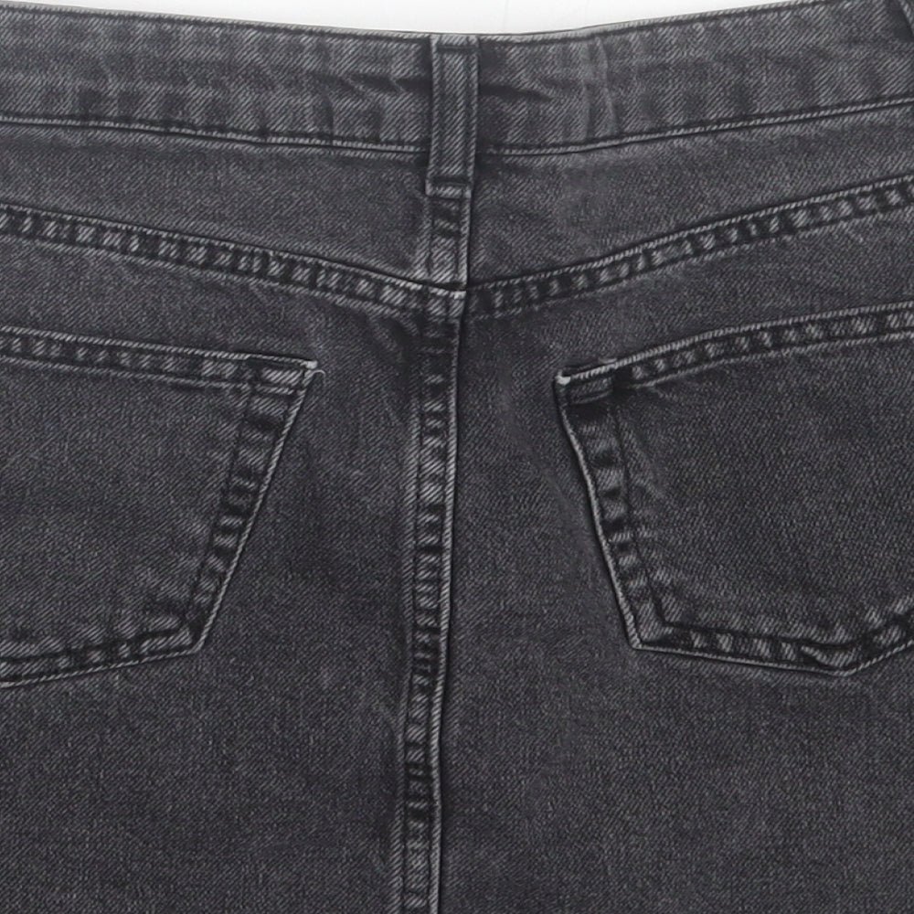 Topshop Womens Grey Cotton A-Line Skirt Size 6 Button