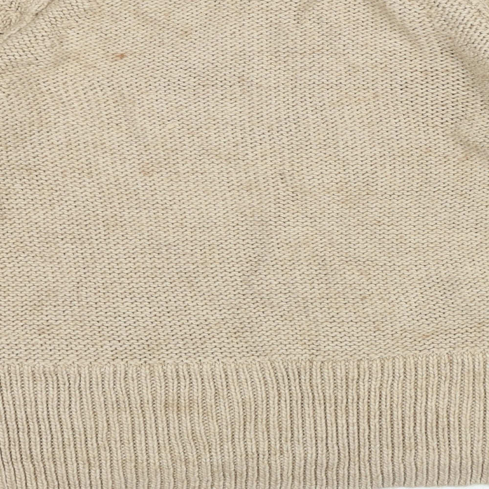H&M Womens Beige Crew Neck Acrylic Pullover Jumper Size XS