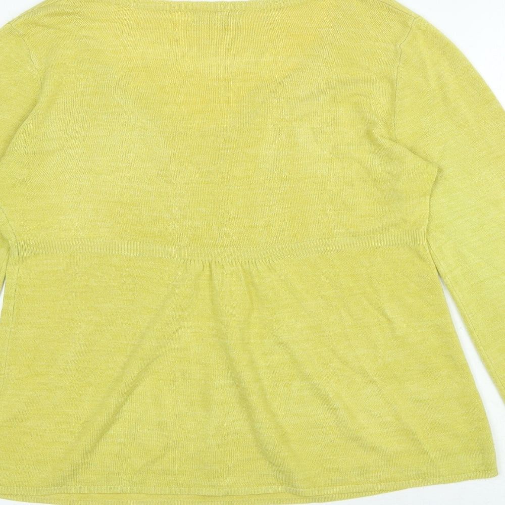 Per Una Womens Green Acrylic Basic Blouse Size 14 V-Neck