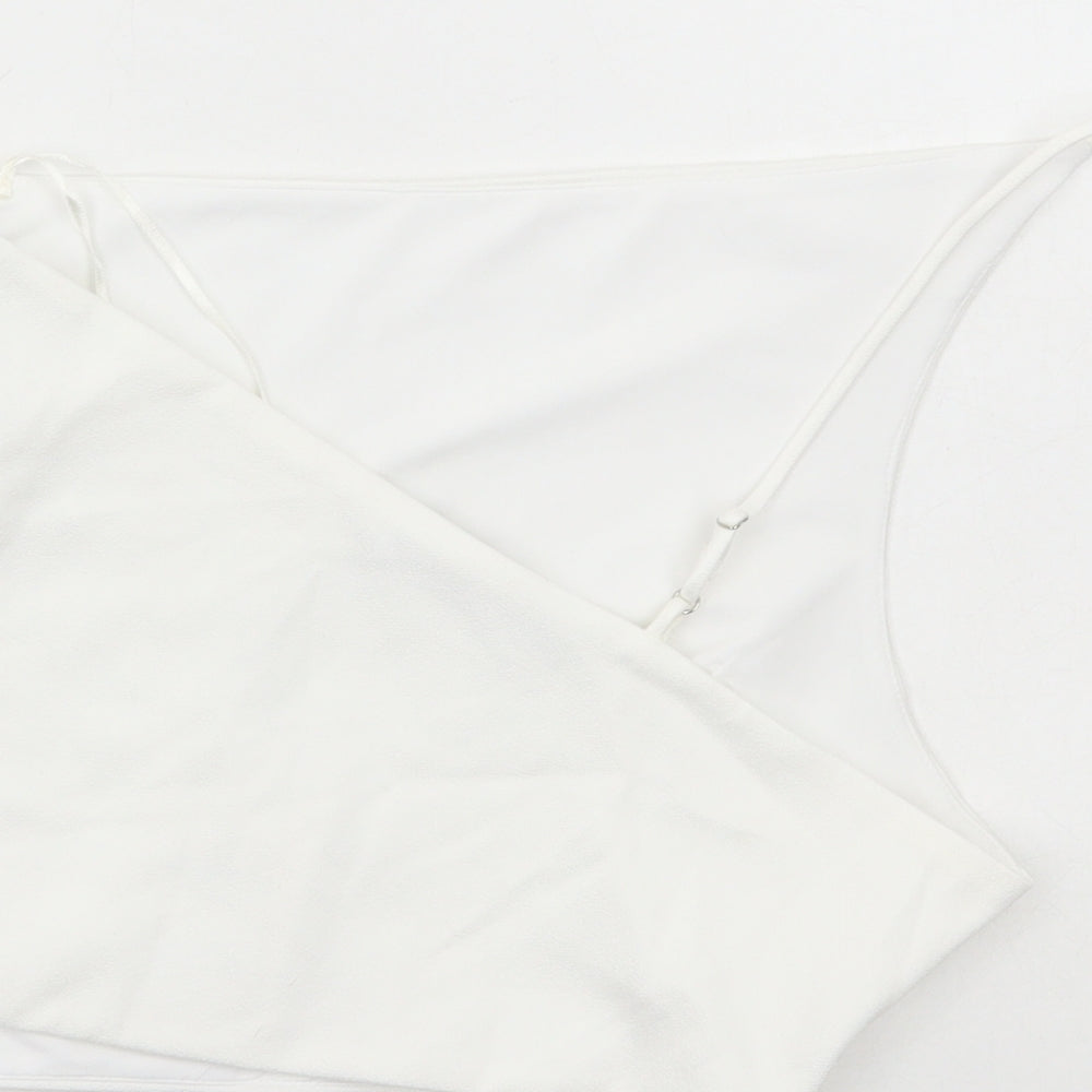 Zara Womens White Polyester Cropped T-Shirt Size S One Shoulder