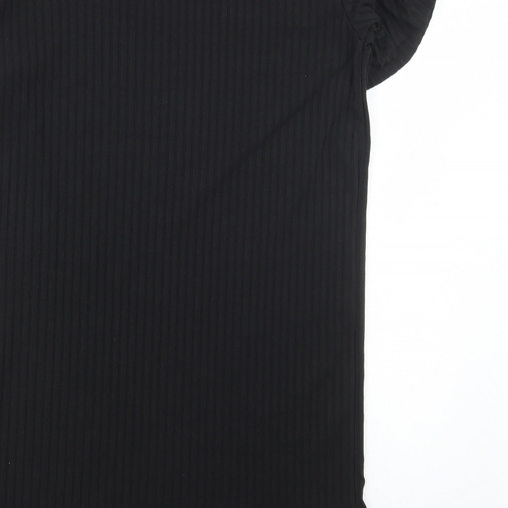 I SAW IT FIRST Womens Black Polyester A-Line Size 8 Round Neck Pullover - Ribbed