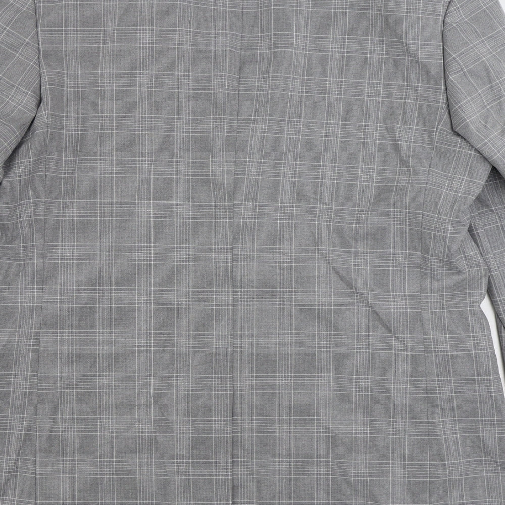 Marks & Spencer Mens Grey Plaid Polyester Jacket Suit Jacket Size 44