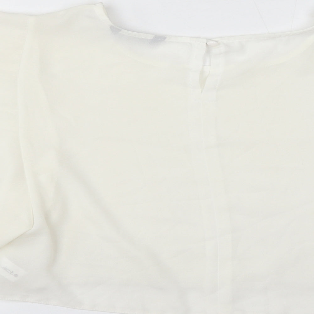 Select Womens Ivory Polyester Basic Blouse Size 12 Round Neck