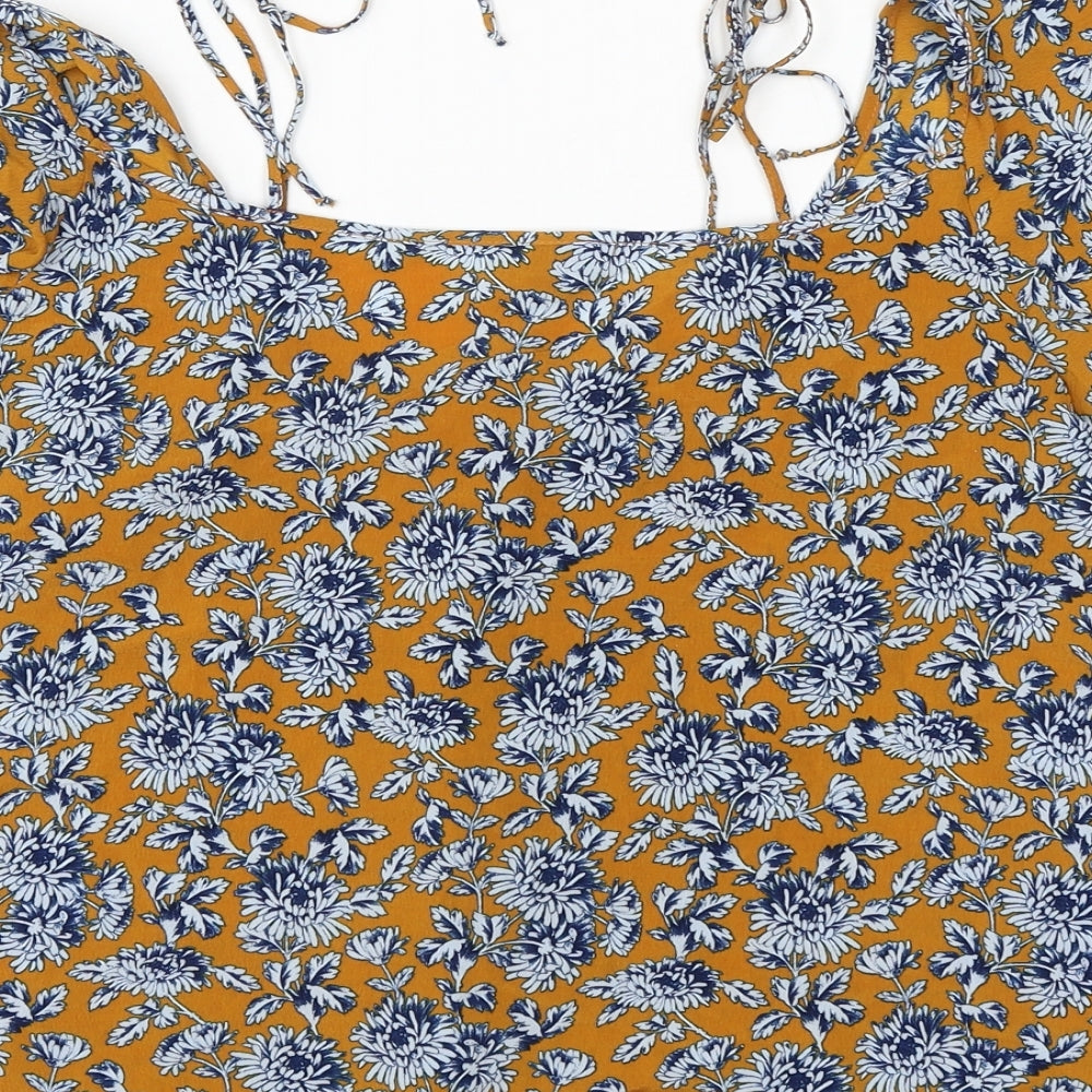Topshop Womens Multicoloured Floral Polyester Basic Blouse Size 10 V-Neck