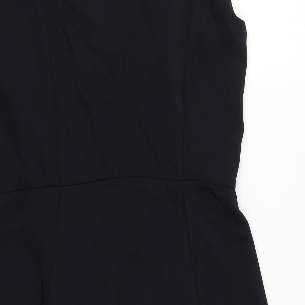 Soaked in Luxury Womens Blue Polyester Sheath Size L V-Neck Zip