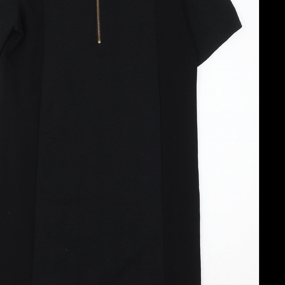 Warehouse Womens Black Polyester Sheath Size 10 Round Neck Zip