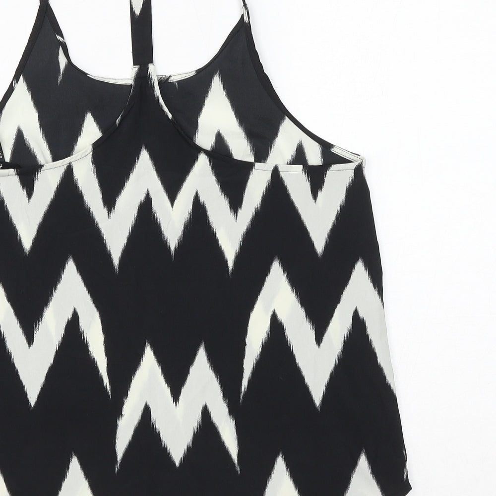 H&M Womens Black Geometric Polyester Camisole Blouse Size 6 V-Neck