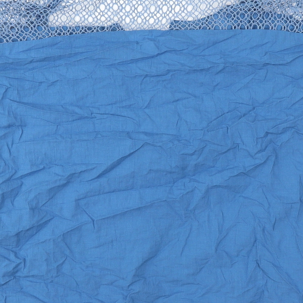 Preworn Womens Blue Cotton Basic Blouse Size XL V-Neck