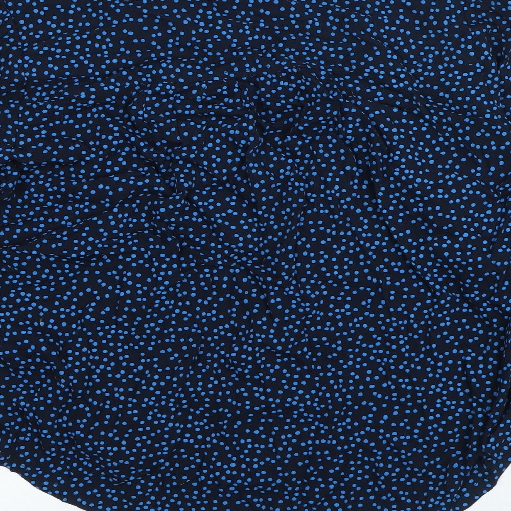 Marks & Spencer Womens Blue Polka Dot Viscose Basic Blouse Size 6 Round Neck