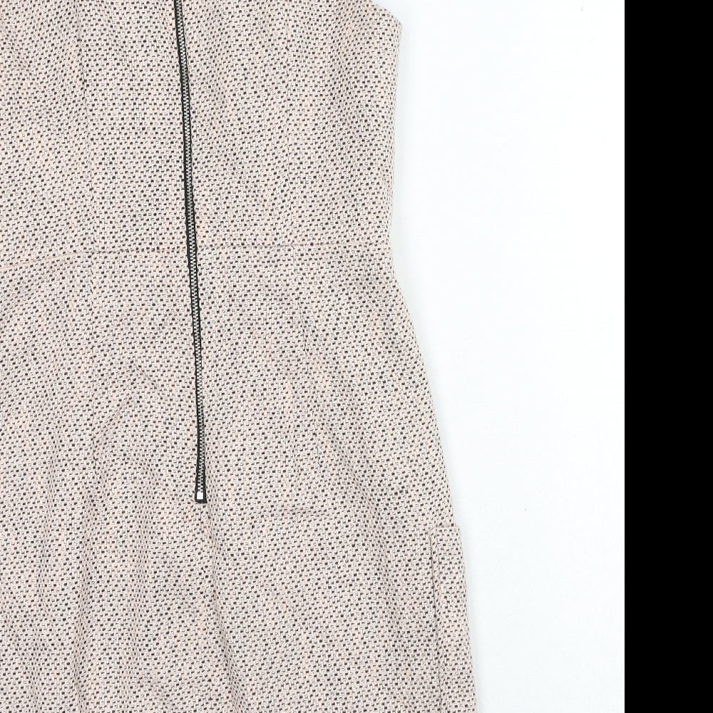New Look Womens Pink Cotton A-Line Size 10 Round Neck Zip