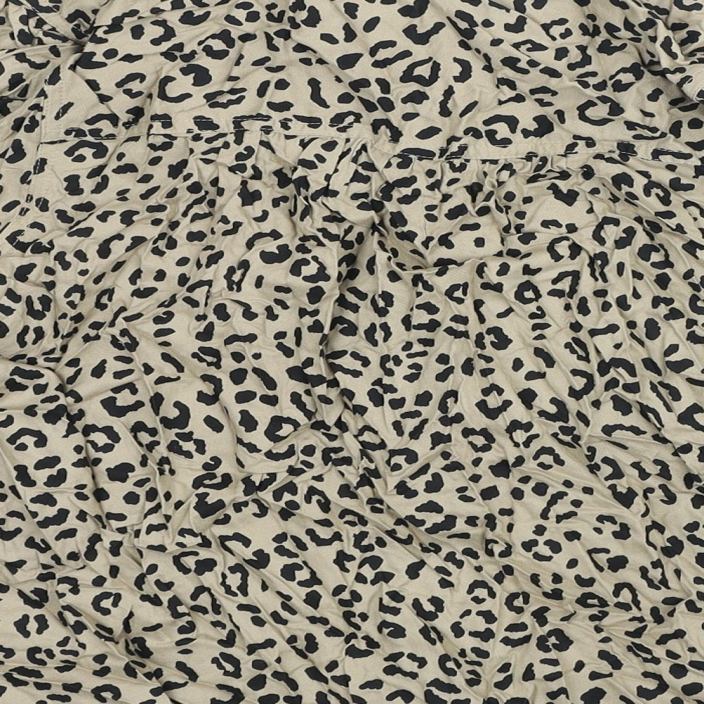 Marks & Spencer Womens Black Animal Print Viscose Basic Blouse Size 10 V-Neck