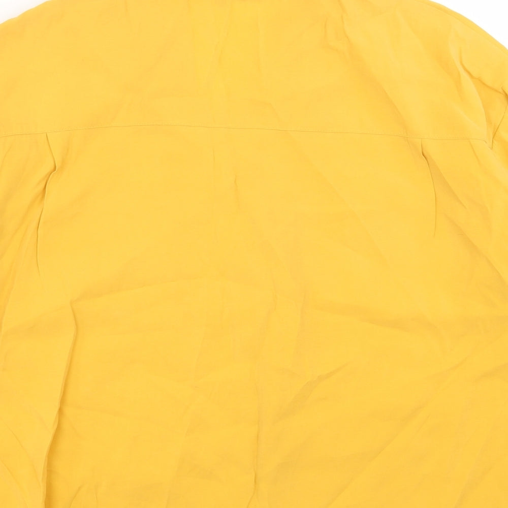 Peacocks Womens Yellow Modal Basic Button-Up Size 14 Collared - Pocket Detail