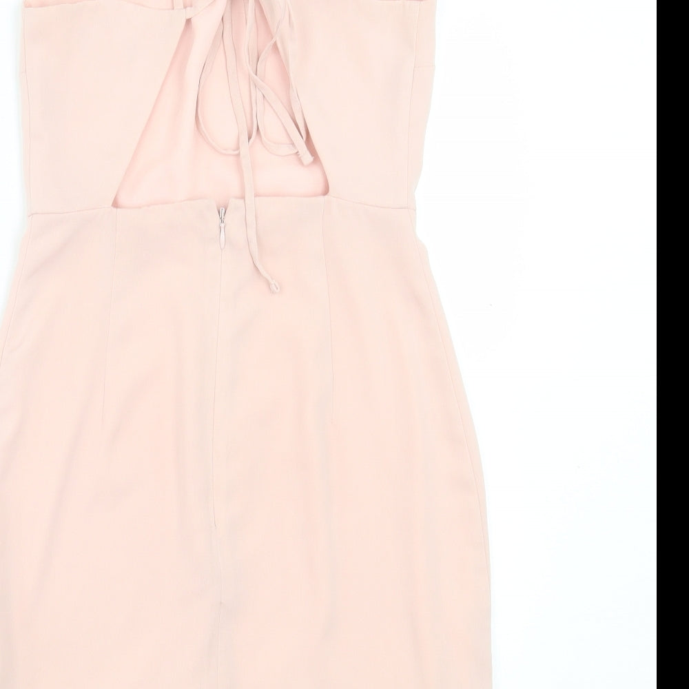 Topshop Womens Pink Polyester A-Line Size 8 Square Neck Zip