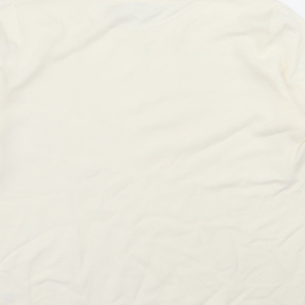 BHS Womens Ivory Acrylic Basic T-Shirt Size 14 Crew Neck