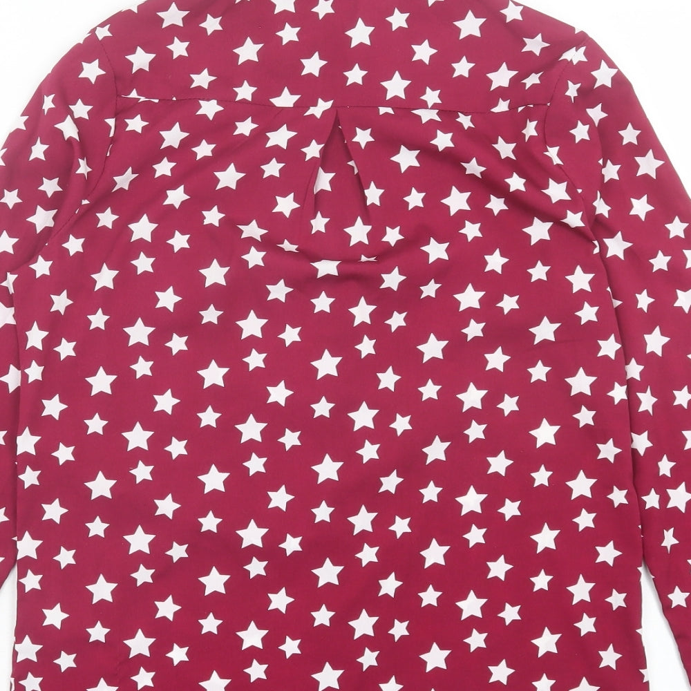 New Look Girls Purple Geometric Polyester Basic Button-Up Size 13 Years Collared Button - Star Pattern