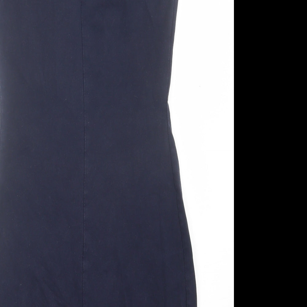 Lila Womens Blue Viscose Bodycon Size 8 Scoop Neck Pullover