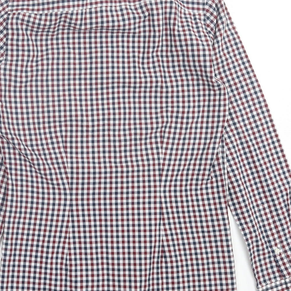 NEXT Mens Red Plaid Cotton Button-Up Size 14.5 Collared Button
